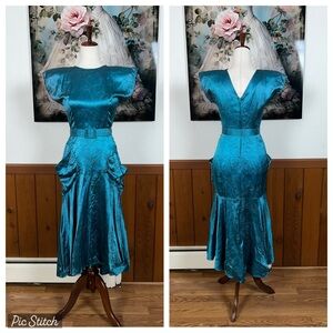 Vintage Teal Midi Dress